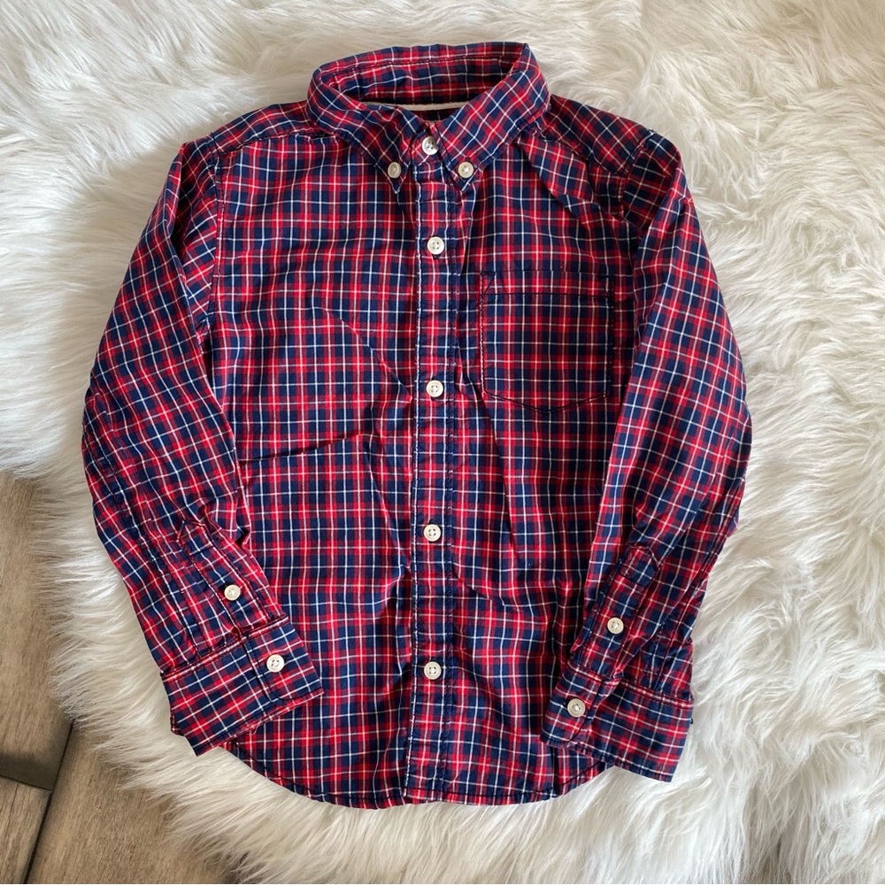 Carter’s 4T Plaid Kids Button Down Shirt - Red and Blue